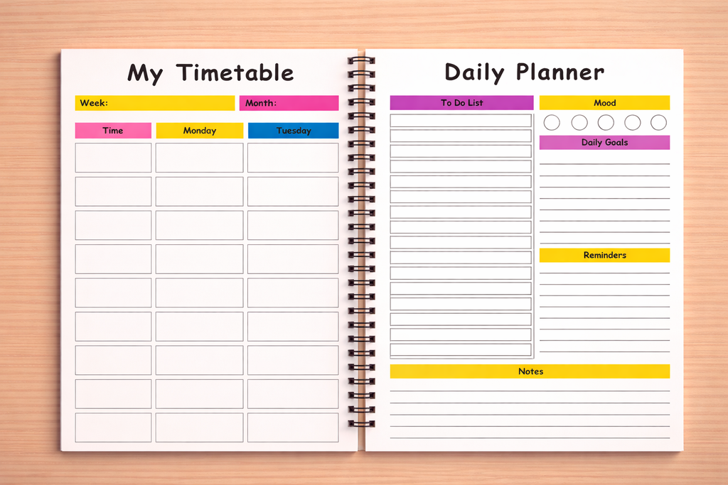 My ADHD School Planner Focus Plan and Make Progress Your Way Spiral Bound Notebook for Students