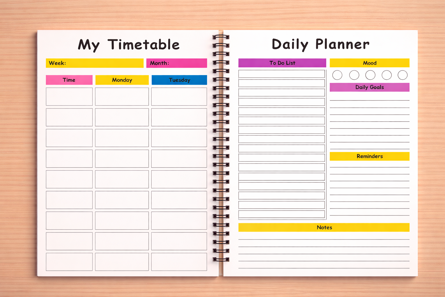 My ADHD School Planner Focus Plan and Make Progress Your Way Spiral Bound Notebook for Students